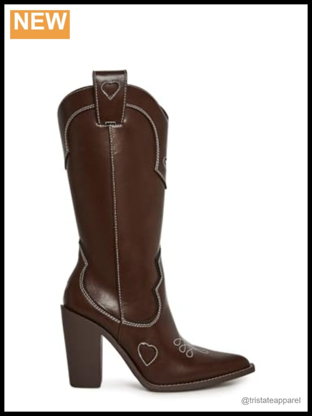 Women's Mid-Calf Cowgirl Boots Block Heel Pull-On Synthetic Western